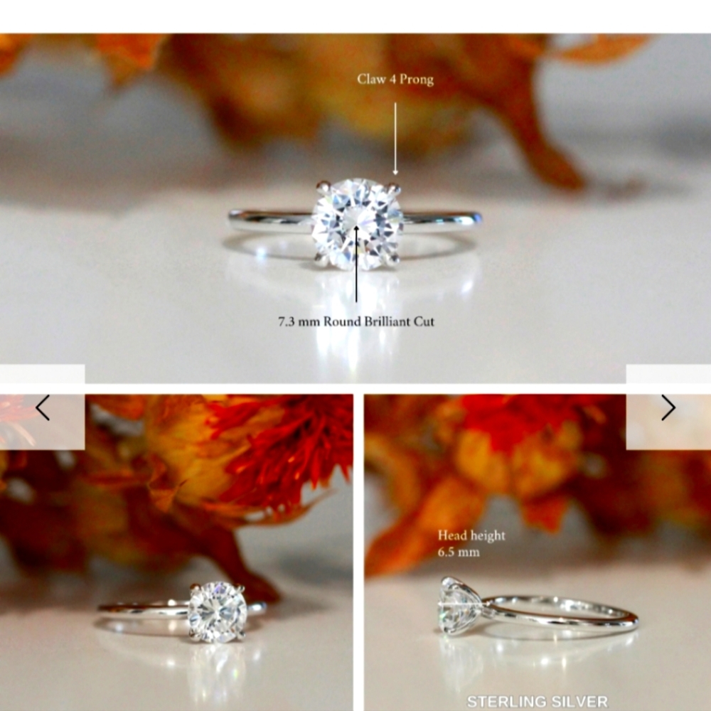 Sterling Silver 925 engagement ring 2 carat Cubic Zirconia.